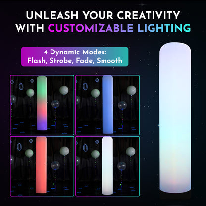 Inflatable Color Changing Column 8' x 18", Sand Bag Base, 4 Modes, Remote-Controlled LEDs